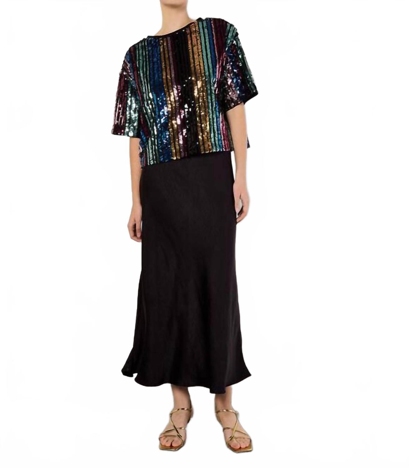 

Футболка с пайетками и полосками в черном цвете APRICOT