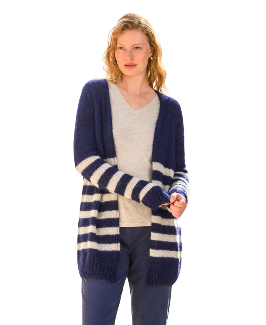 

Женский удлиненный кардиган от края до края Celtic & Co, Navy / oatmeal