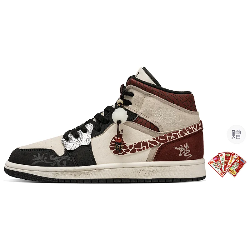 Jordan Кроссовки баскетбольные мужские mid top Air 1 vintage черно-красные