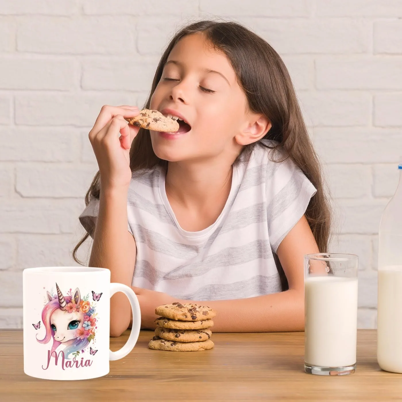 Детская кружка пластиковая Unicorn с именем для девочек белая SpecialMe — фото 3