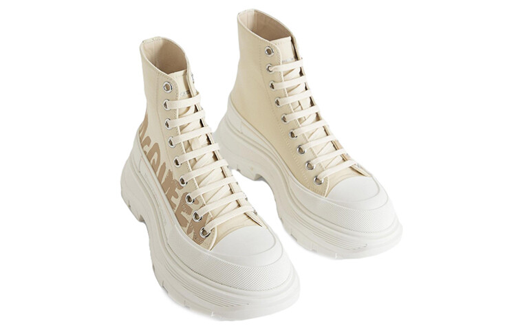 Кроссовки Tread Slick High Top бежевые женские Alexander Mcqueen — фото 4