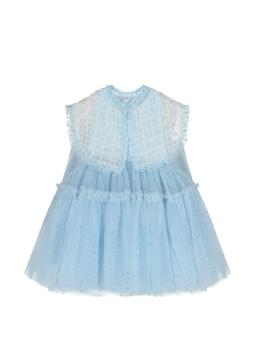 Платье с оборками, расшитое бисером Escada Kids, синий