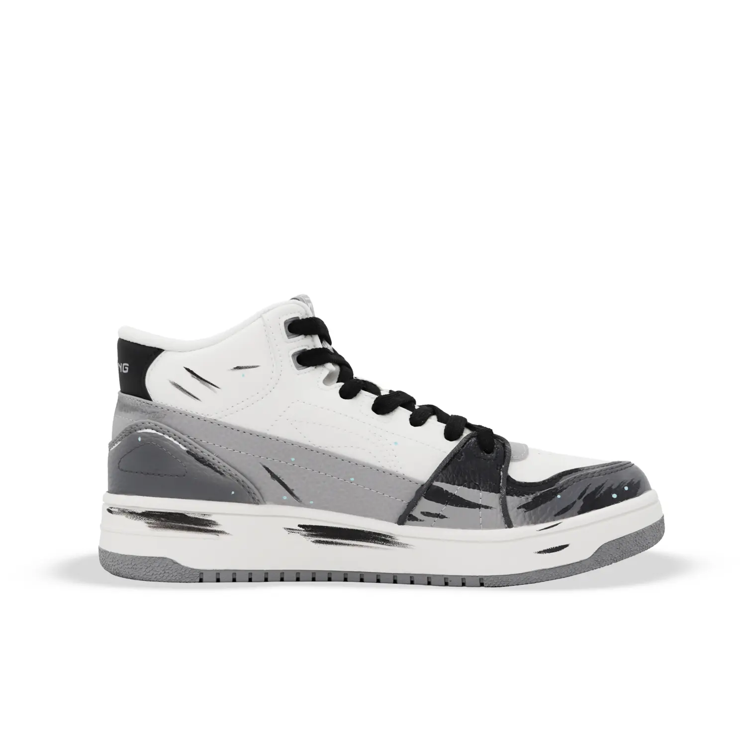 Li Ning Tianji HI Cushioning Abrasion Resistant Height Increasing High top Skateboard Shoes Men's Li-Ning, черный белый — фото 3