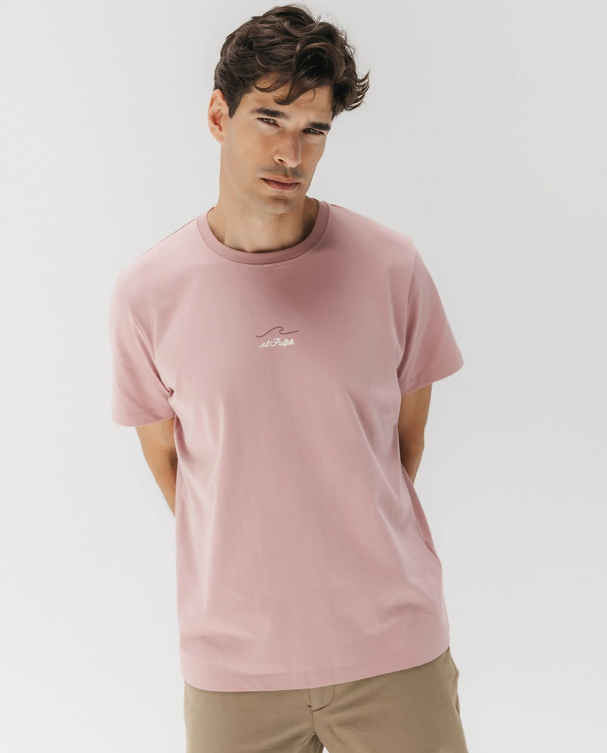 

Мужская футболка с коротким рукавом и принтом на спине El Pulpo, розовый