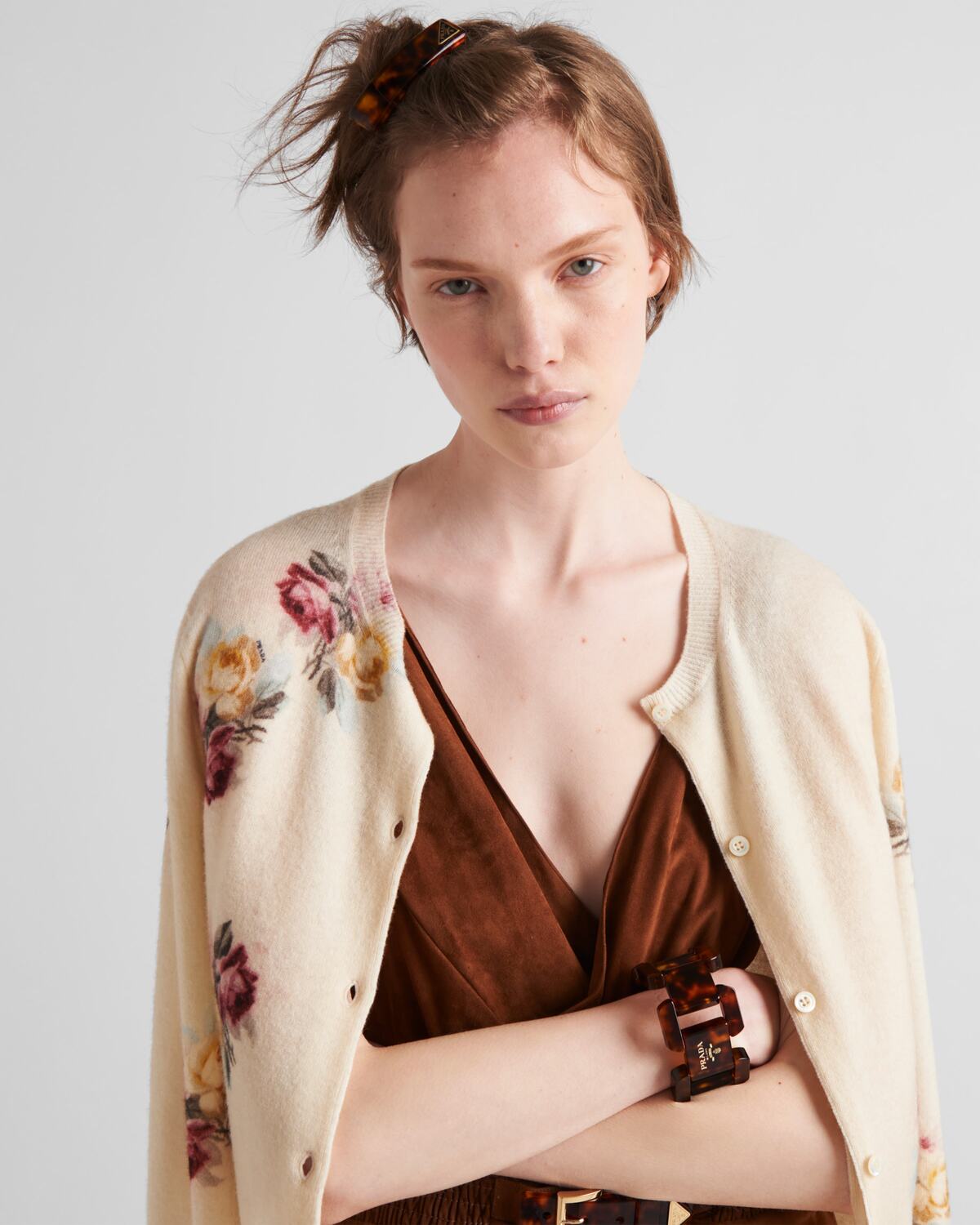 Заколка для волос из плексигласа Prada, медовый / черепаховый — фото 2