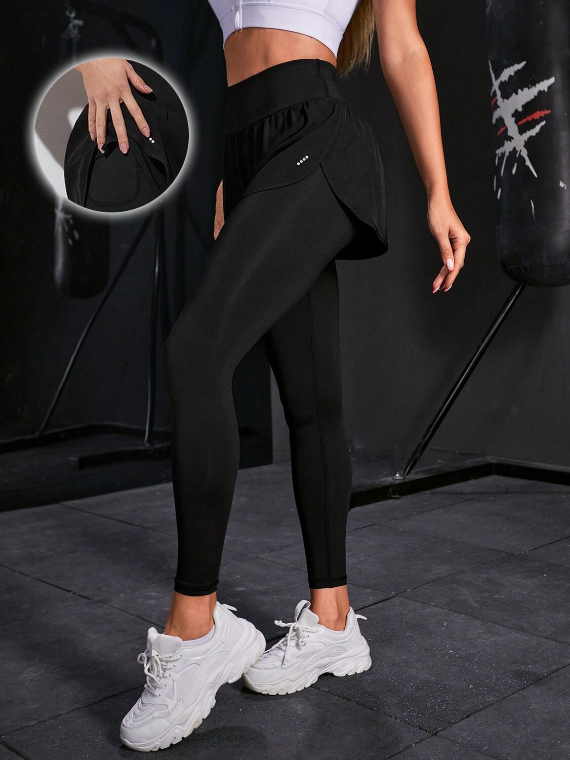 

Леггинсы спортивные Shein с высокой талией, черный