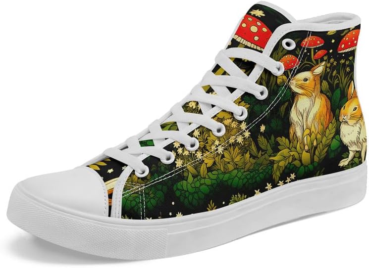 

Стильные унисекс кроссовки на высокой подошве из холста с рисунком лесных животных для мужчин, удобная повседневная обувь на шнуровке для женщин Awsole, белый/черный/красный/зеленый/золотой