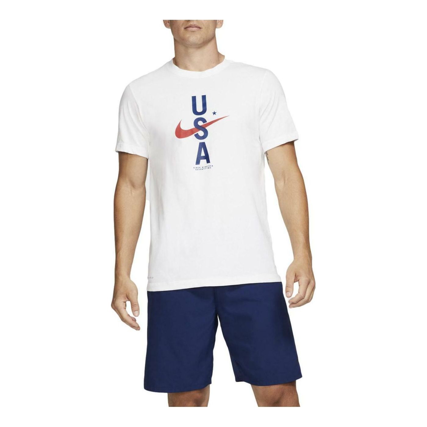 

Футболка Men's Nike Dri-Fit Logo Printing Round Neck Short Sleeve White T-Shirt CK0455-100
