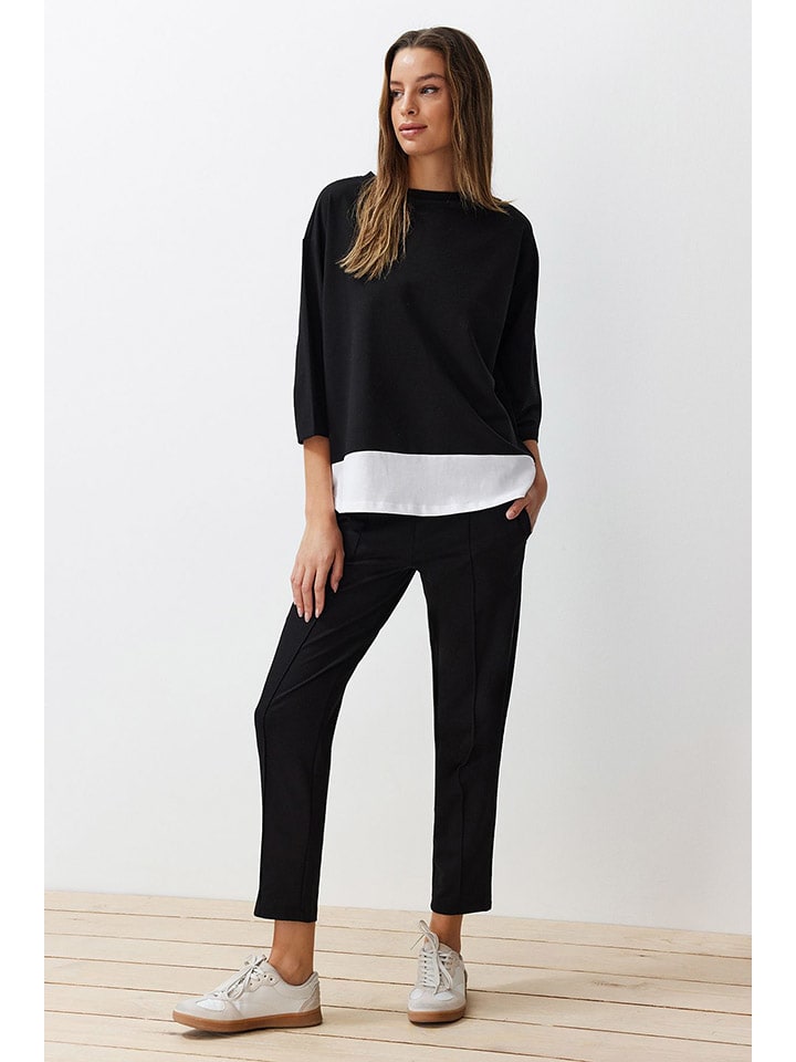 

Лонгслив trendyol, черный/белый