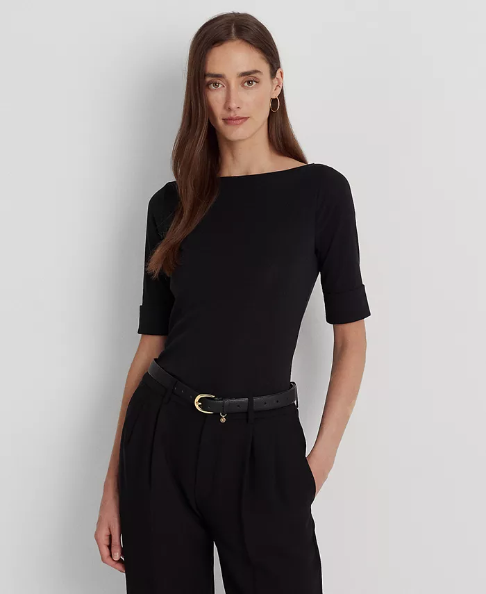

Растягивающийся топ с лодочкой, Regular & Petite Lauren Ralph Lauren, розовый