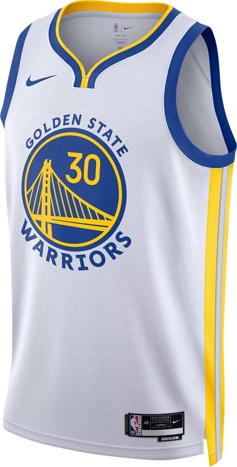 Мужская белая майка Nike Golden State Warriors Stephen Curry #30 Dri-FIT Swingman — фото 2