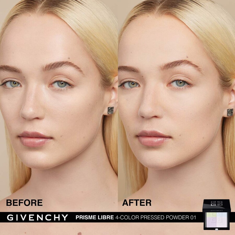 Прессованная матирующая пудра Prisme Libre для разглаживания и коррекции цвета Givenchy, 0.2 oz /7 g, 01 Mousseline Pastel — фото 2
