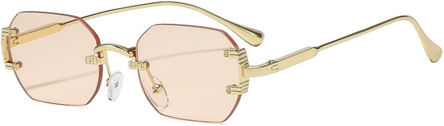 

Солнцезащитные очки без оправы, прямоугольные, в винтажном стиле, с металлическими оправами, модные женские солнцезащитные очки с многоугольными линзами, защита от ультрафиолета UV400 helena, C5