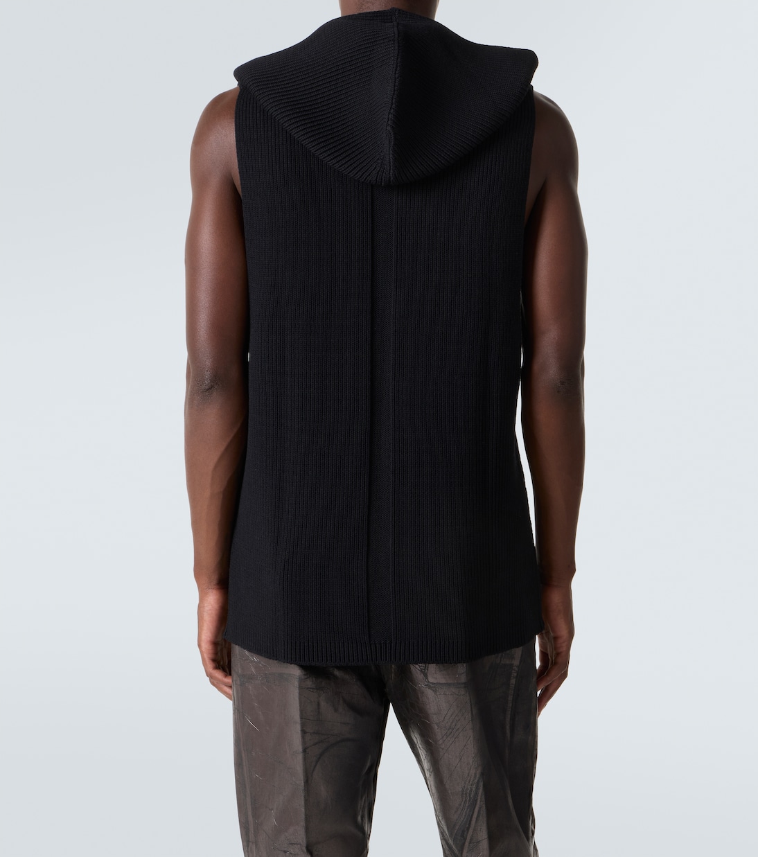 Жилет-свитер из натуральной шерсти в рубчик Rick Owens, черный — фото 4
