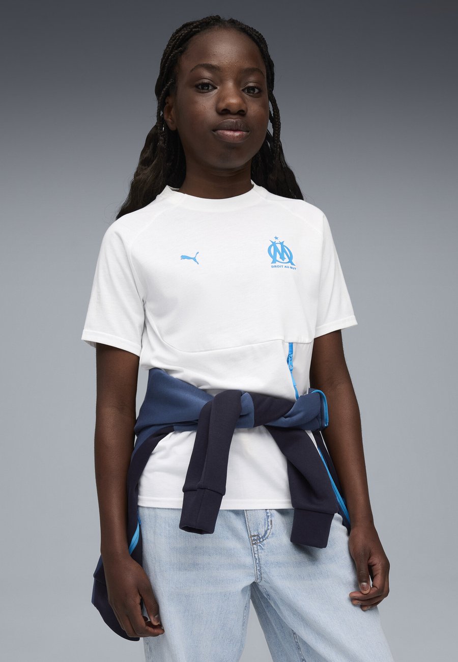 Футболка Puma OLYMPIQUE DE MARSEILLE POCKET , White-Bleu Azur/White — фото 2