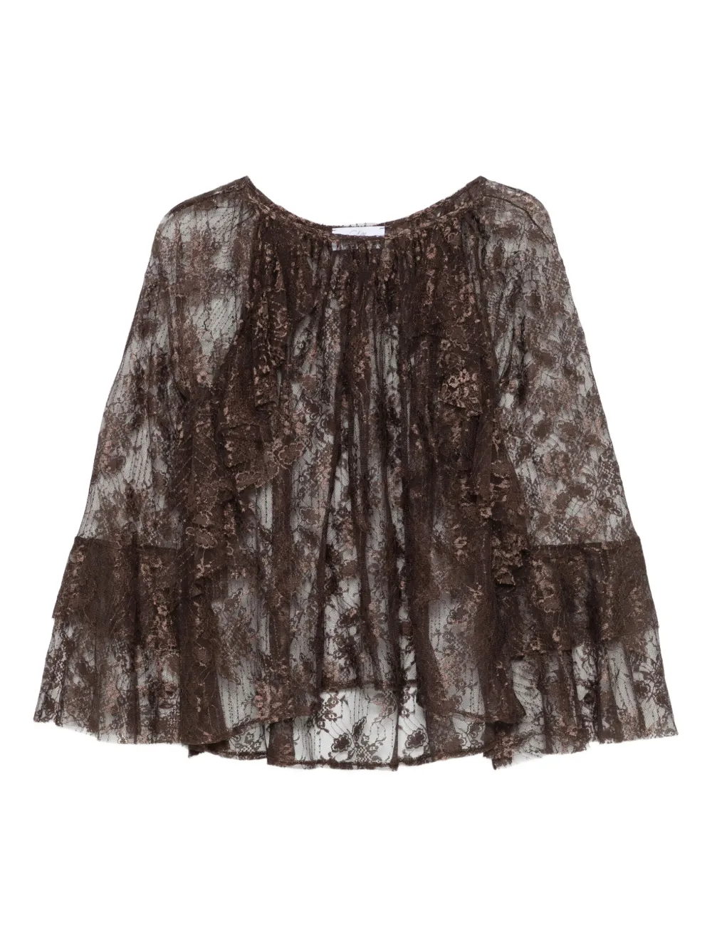 

Блузка с рюшами из цветочного кружева So Allure, коричневый