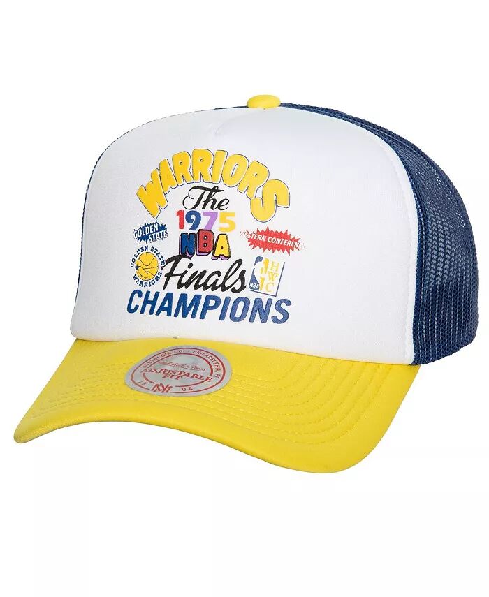 

Мужская белая регулируемая шляпа Golden State Warriors Hardwood Classics SOUL Champs Fest Trucker Mitchell & Ness, белый