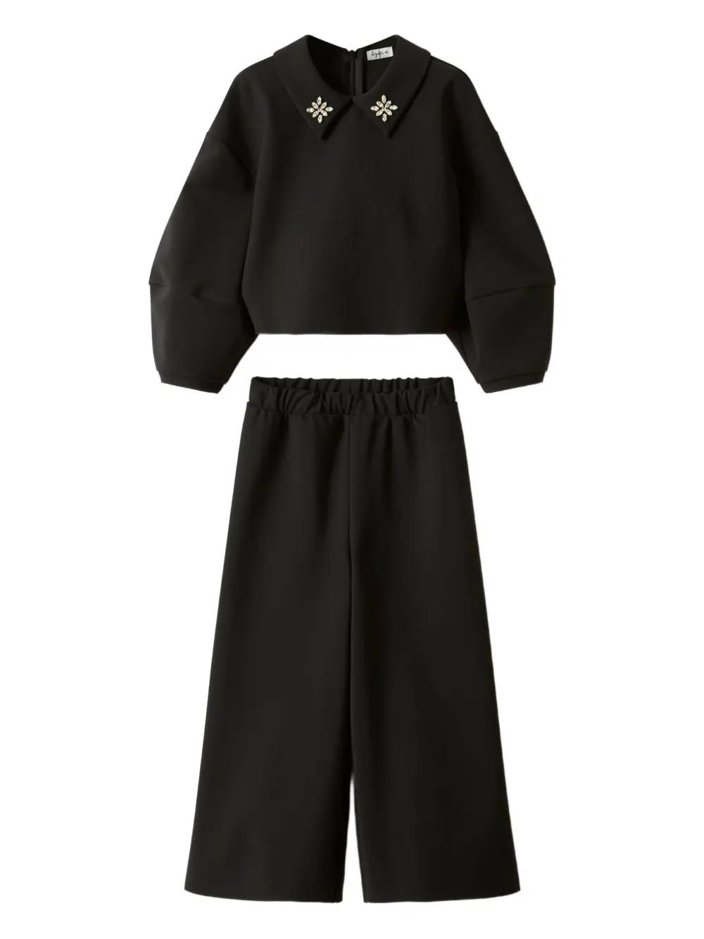 

Костюм с брюками, украшенный кристаллами Il Gufo, черный