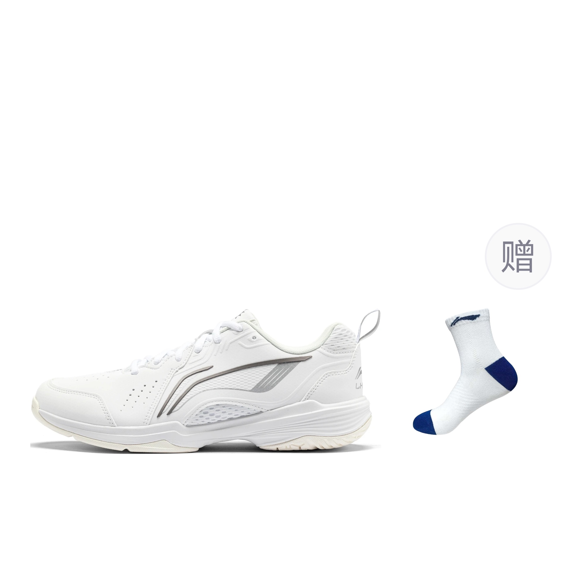 

Li Ning Flying Eagle текстильные, из искусственной кожи, нескользящие, устойчивые к истиранию, дышащие низкие кроссовки для бадминтона Li-Ning, белый+comes with li-ning sports socks 1 pair[random color]