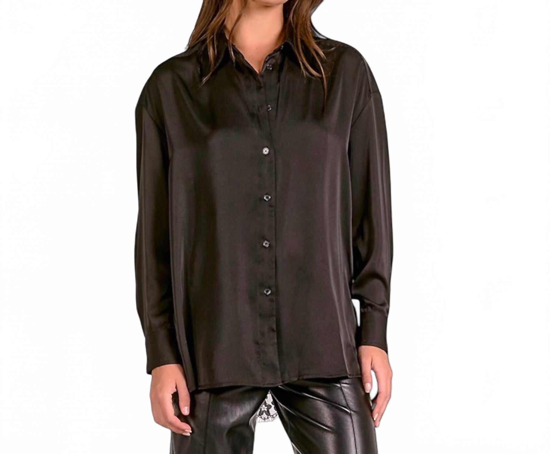 

ELAN Рубашка на пуговицах с кружевной спинкой, черного цвета