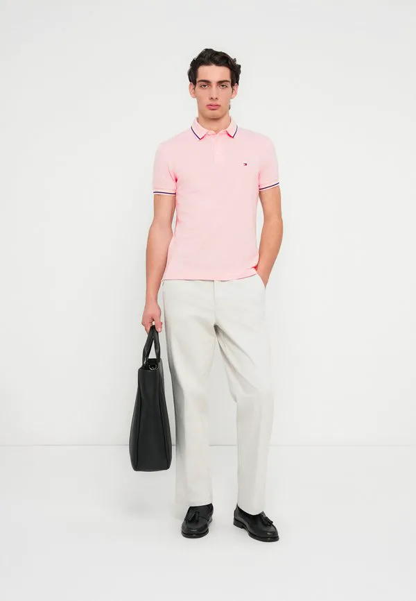 Поло-Рубашка из пике приталенного кроя с отделкой. Tommy Hilfiger, Pink — фото 2