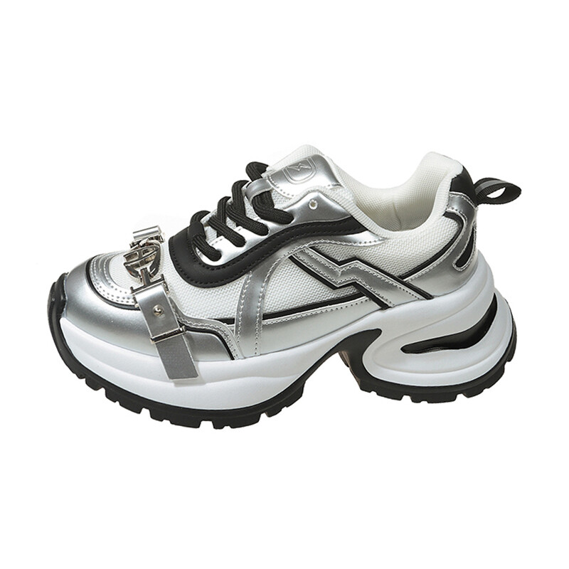 

Кроссовки женские толстые низкие Take The Qin, серебряный