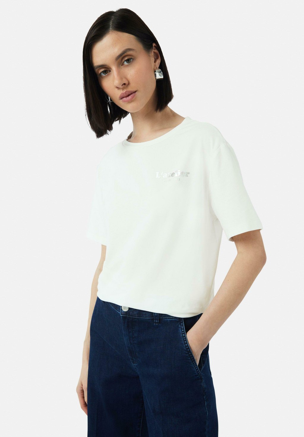 

Футболка с принтом LOOSE FIT MIT SCHRIFT comma, белый