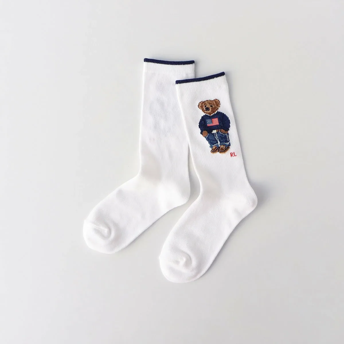 Носки из органического хлопка и джинсовой ткани с рисунком медведя Polo Ralph Lauren, 90. White