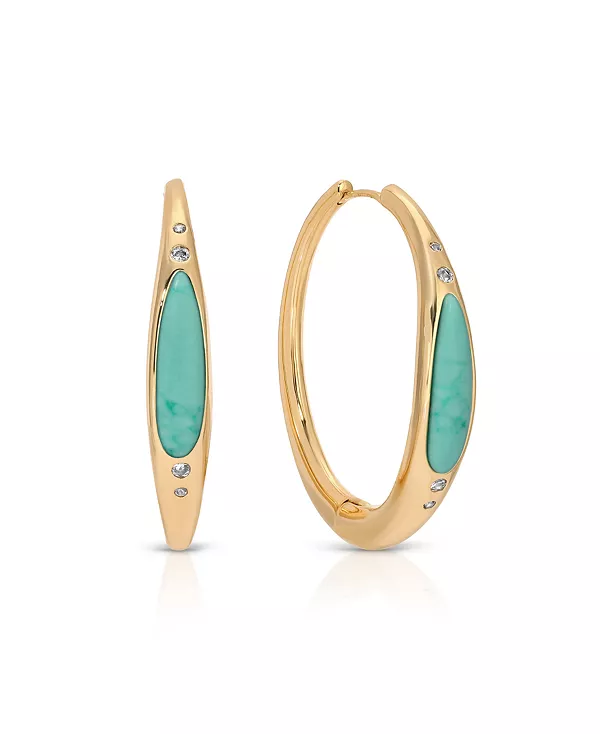 

Бирюзовые серьги-кольца в честь солнцестояния Ettika, gold