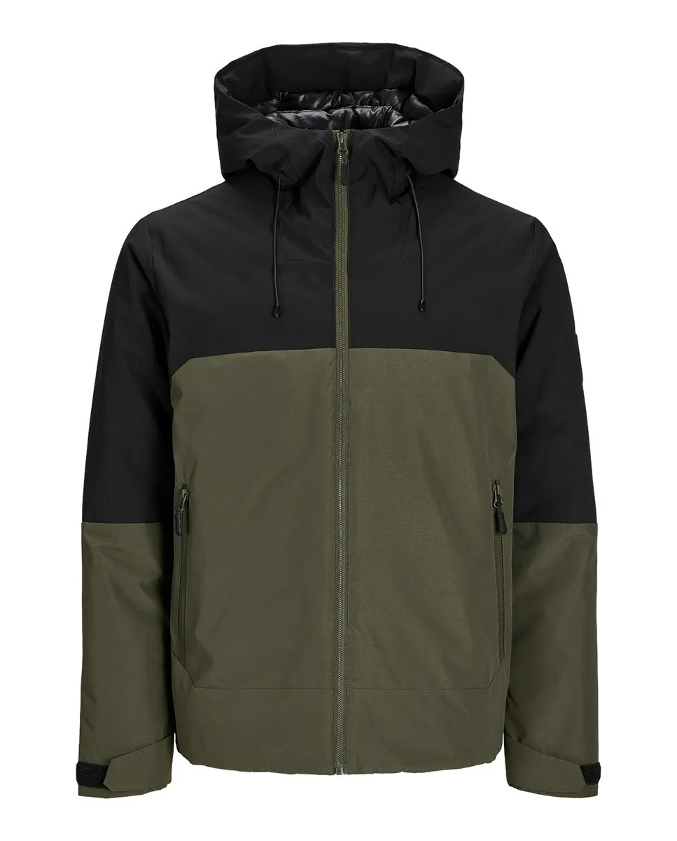 

Мужское комфортное пальто с застежкой-молнией и воротником с капюшоном Jack & Jones, зеленый