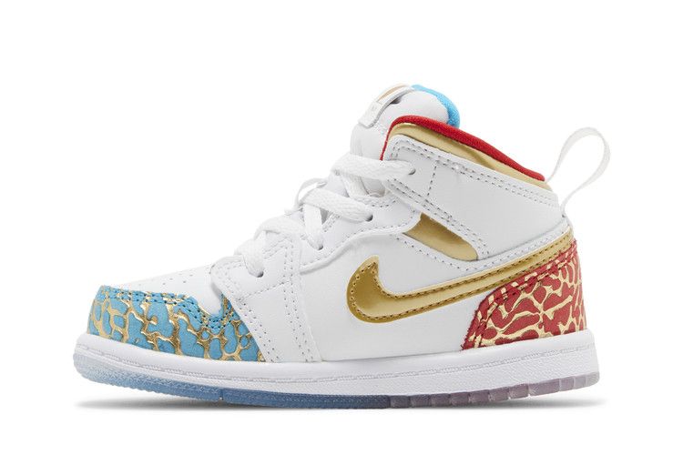 Кроссовки Air Jordan Air Jordan 1 Mid TD 'NC to Chi', белый — фото 4
