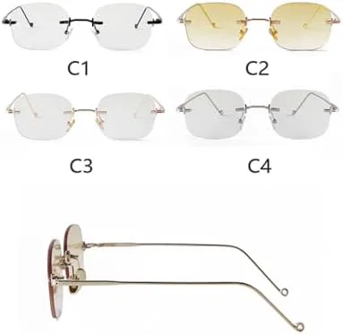 

Ретро-солнцезащитные очки без оправы прямоугольной формы для женщин, модные мужские солнцезащитные очки в маленькой оправе с квадратными линзами MTZJH, C1 Black