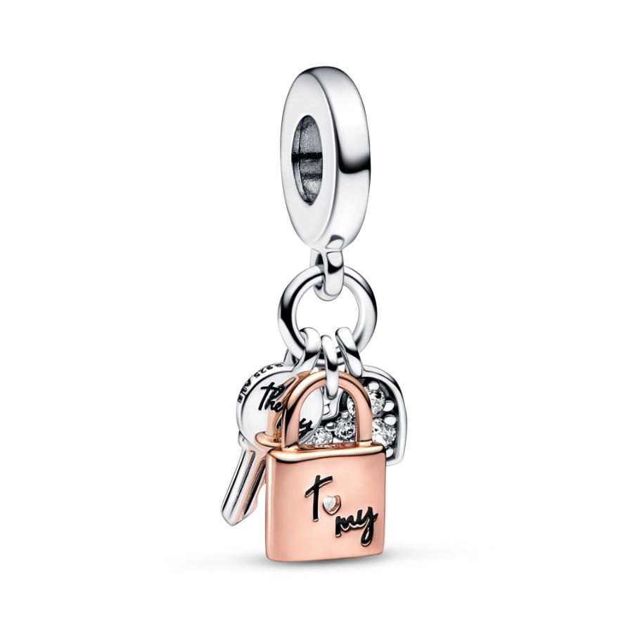 

Шарм Pandora Two-tone Key, Padlock & Heart Triple Dangle Charm, двухцветный