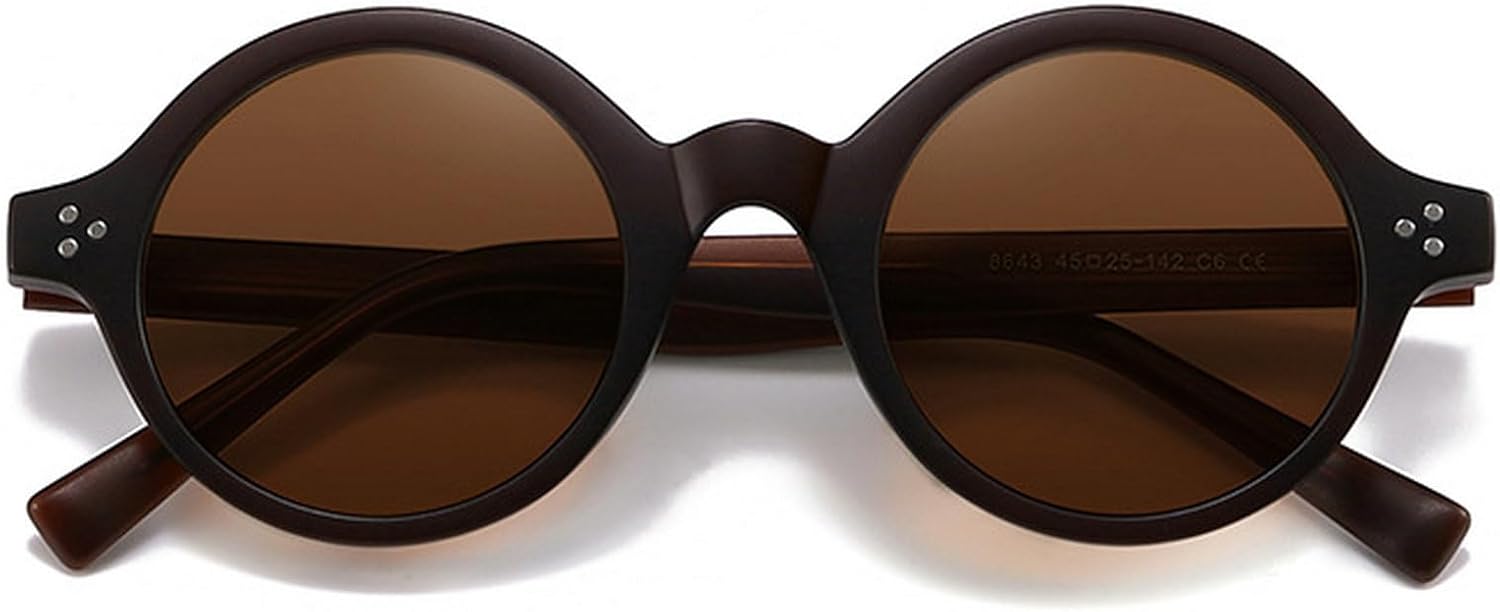 

Ретро-солнцезащитные очки маленького диаметра для мужчин в стиле панк, защита от ультрафиолета UV400, ретро-заклепки, модные солнцезащитные очки для женщин mincl, Brown