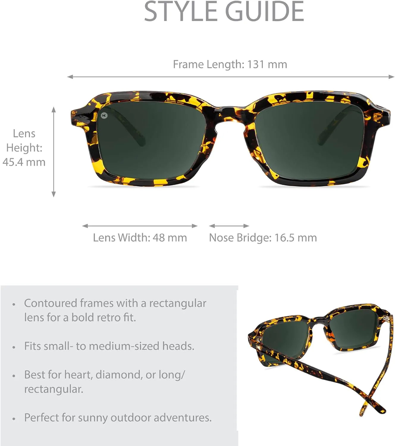 

Поляризованные солнцезащитные очки Knockaround Panoramas для мужчин и женщин - в стиле ретро - защита от УФ-излучения UV400, Au Revoir Tortoise / Aviator Green