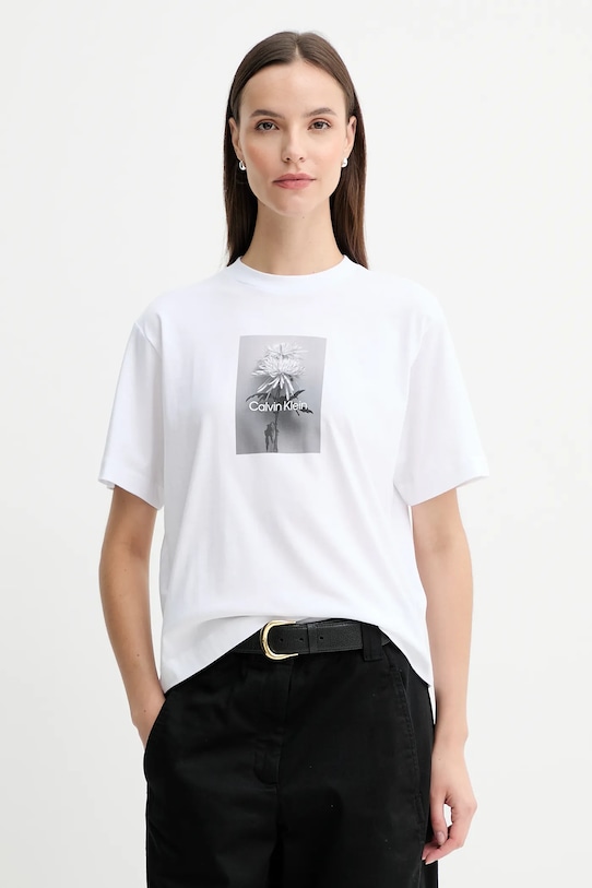 

Хлопковая футболка Calvin Klein Jeans, белый
