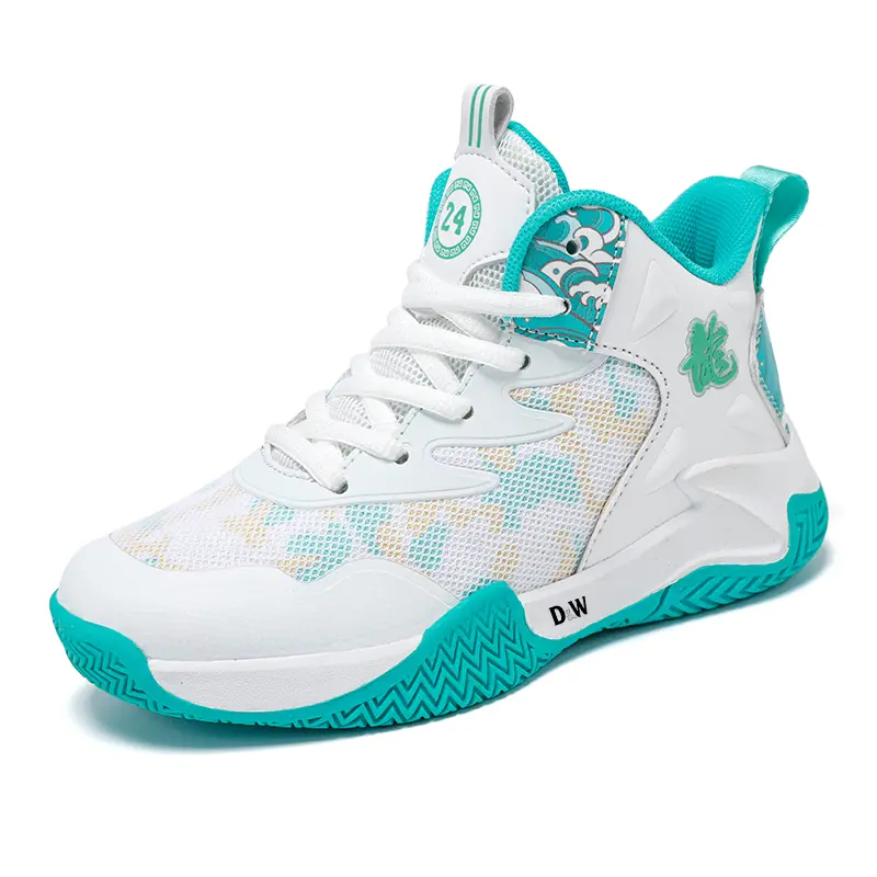 

Баскетбольные кроссовки средней высоты с амортизацией ударов и износостойкостью для детей D&W, белый