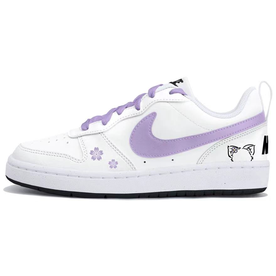 

Кроссовки для скейтбординга Court Borough Low Top белые фиолетовые детские Nike, белый фиолетовый