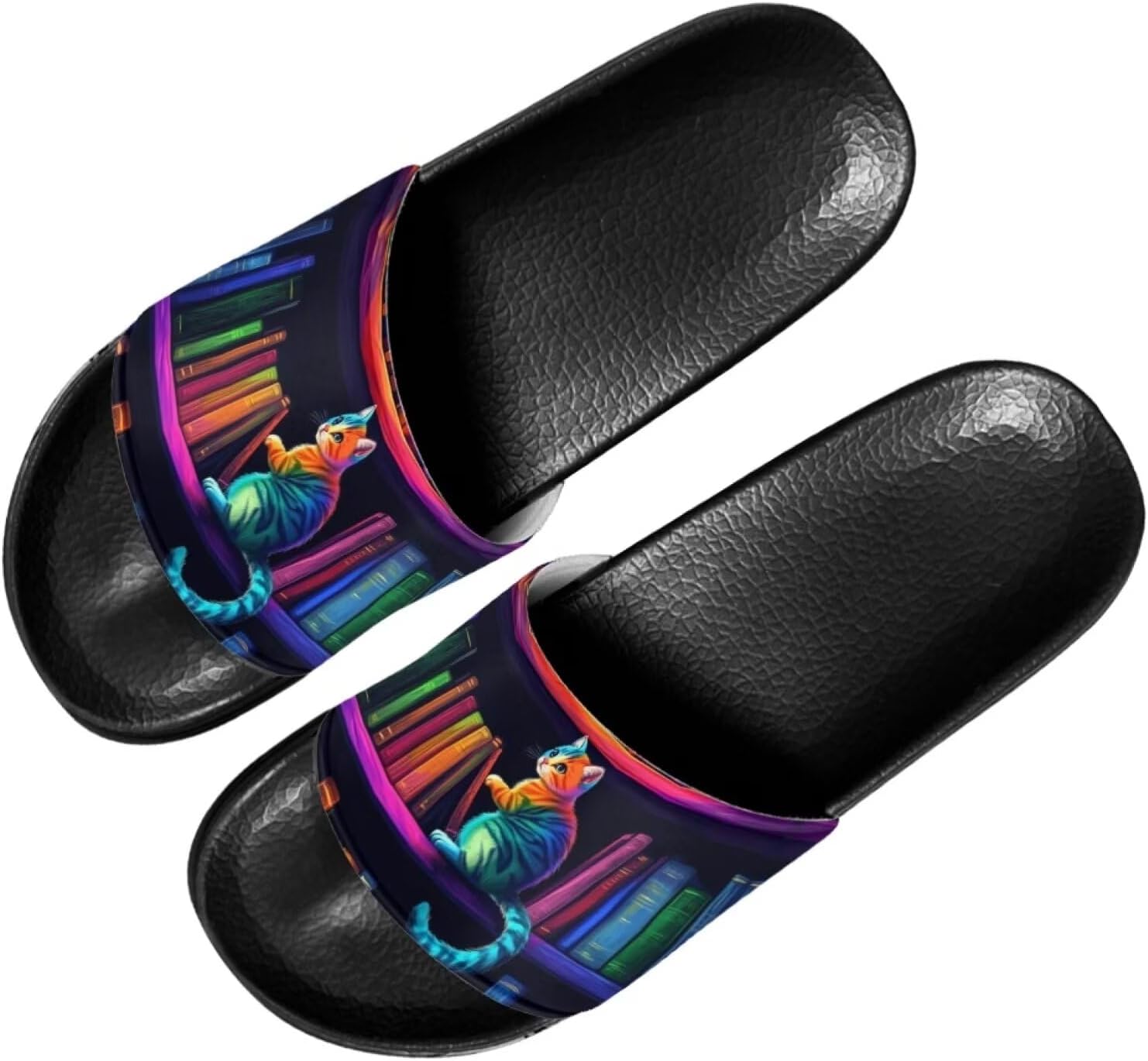 

Женские сандалии Forchrinse Sunflower Bee, повседневные слайд-сандалии, легкие тапочки для душа, дома и на пляже, Colorful Cat Books