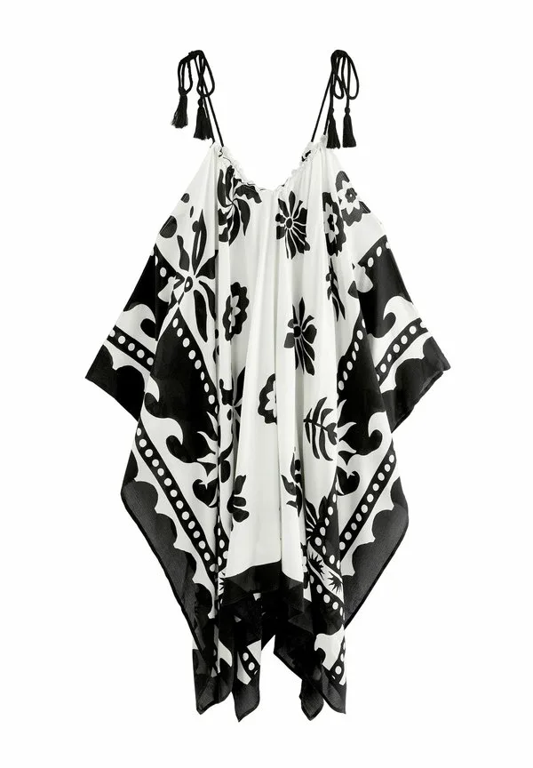 

Пляжный аксессуар с открытыми плечами Next, Black White Palm Print, Белый, Пляжный аксессуар с открытыми плечами Next, Black White Palm Print