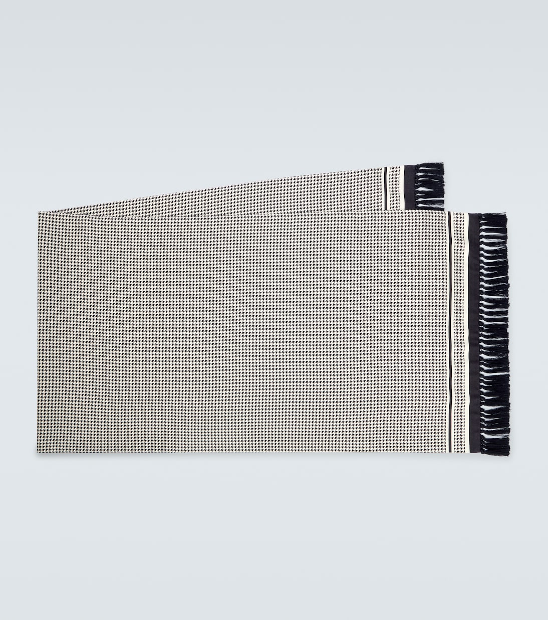 

Шелковый шарф с бахромой в клетку "гусиная лапка" Loro Piana, Black/Bright White