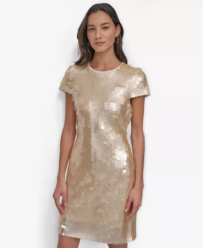 

Женское платье-сарафан Piallettes с короткими рукавами DKNY, коричневый/бежевый
