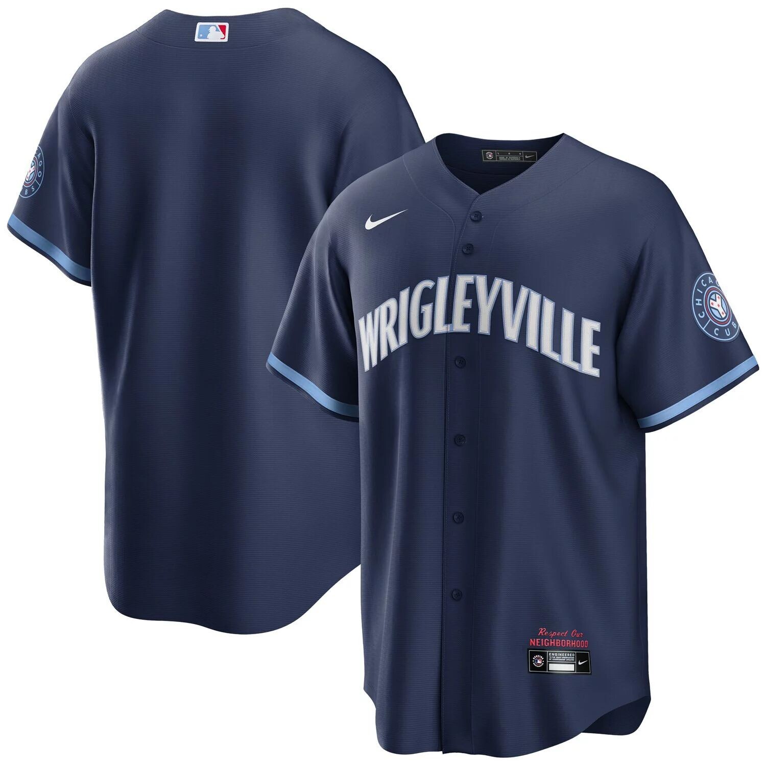 

Мужская темно-синяя футболка Chicago Cubs City Connect Replica Nike, Синий, Мужская темно-синяя футболка Chicago Cubs City Connect Replica Nike