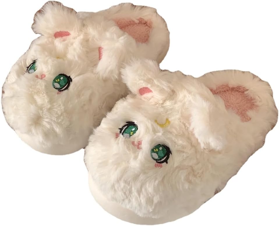 

Теплые пушистые домашние тапочки Plonme Kawaii для женщин и мужчин, милые тапочки для женщин, белый