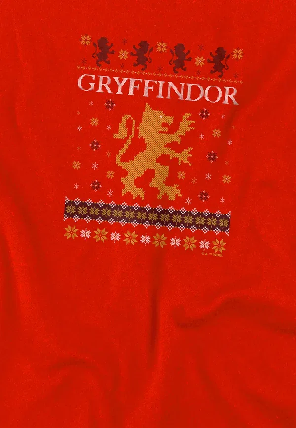 Футболка Harry Potter Gryffindor Ugly Christmas Print T-Shirt Cotton Soul, красный — фото 3