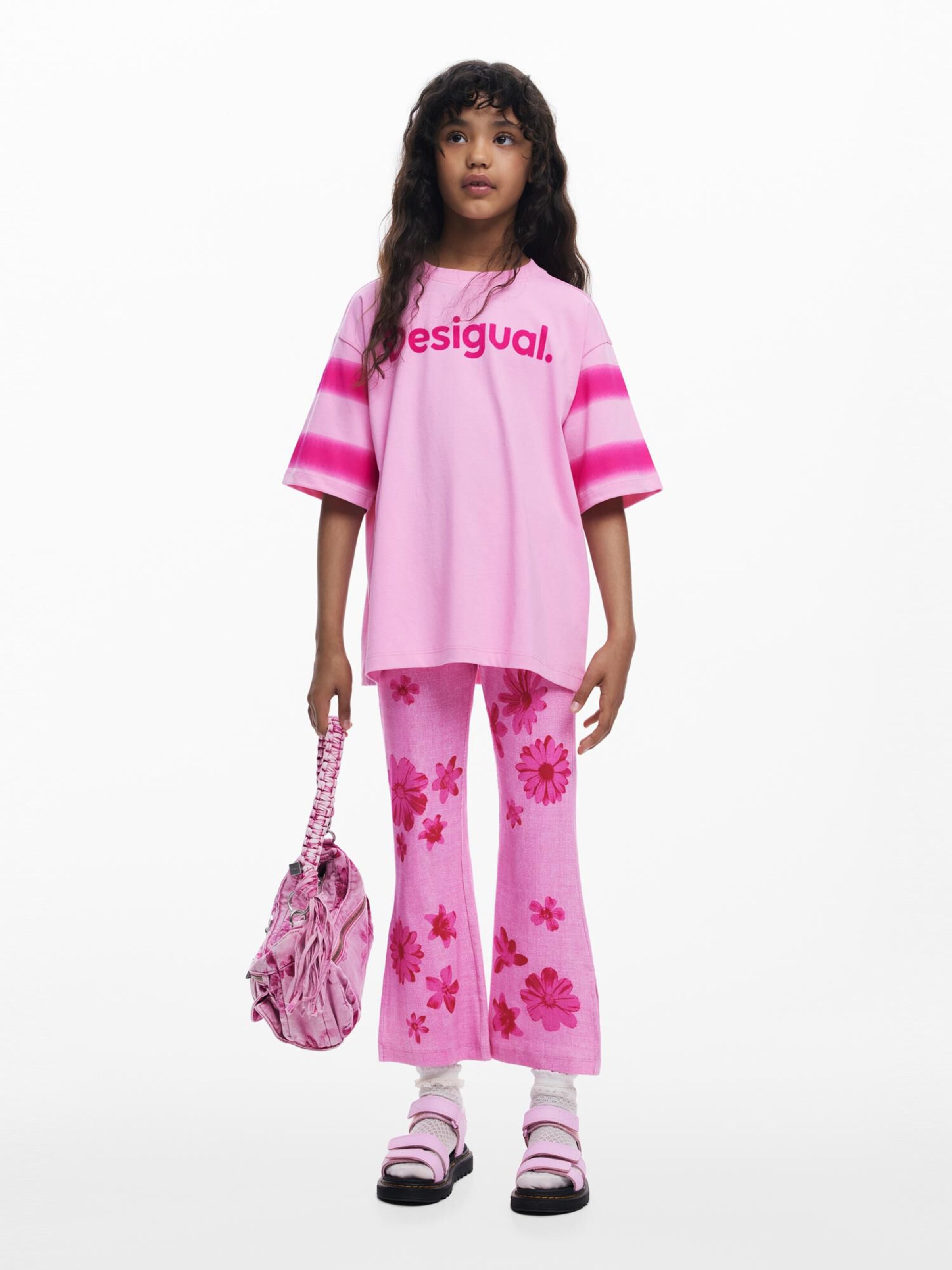 Desigual Расклешенные брюки цвета фуксия, темно-розовый — фото 3