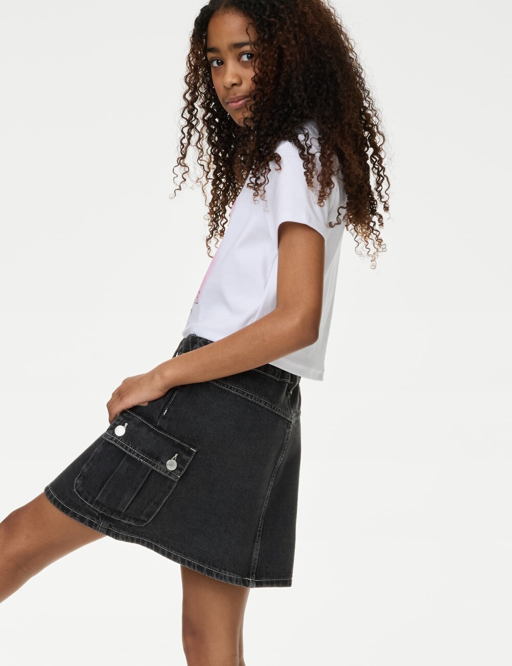 

Джинсовая юбка-карго Marks & Spencer, цвет Black denim