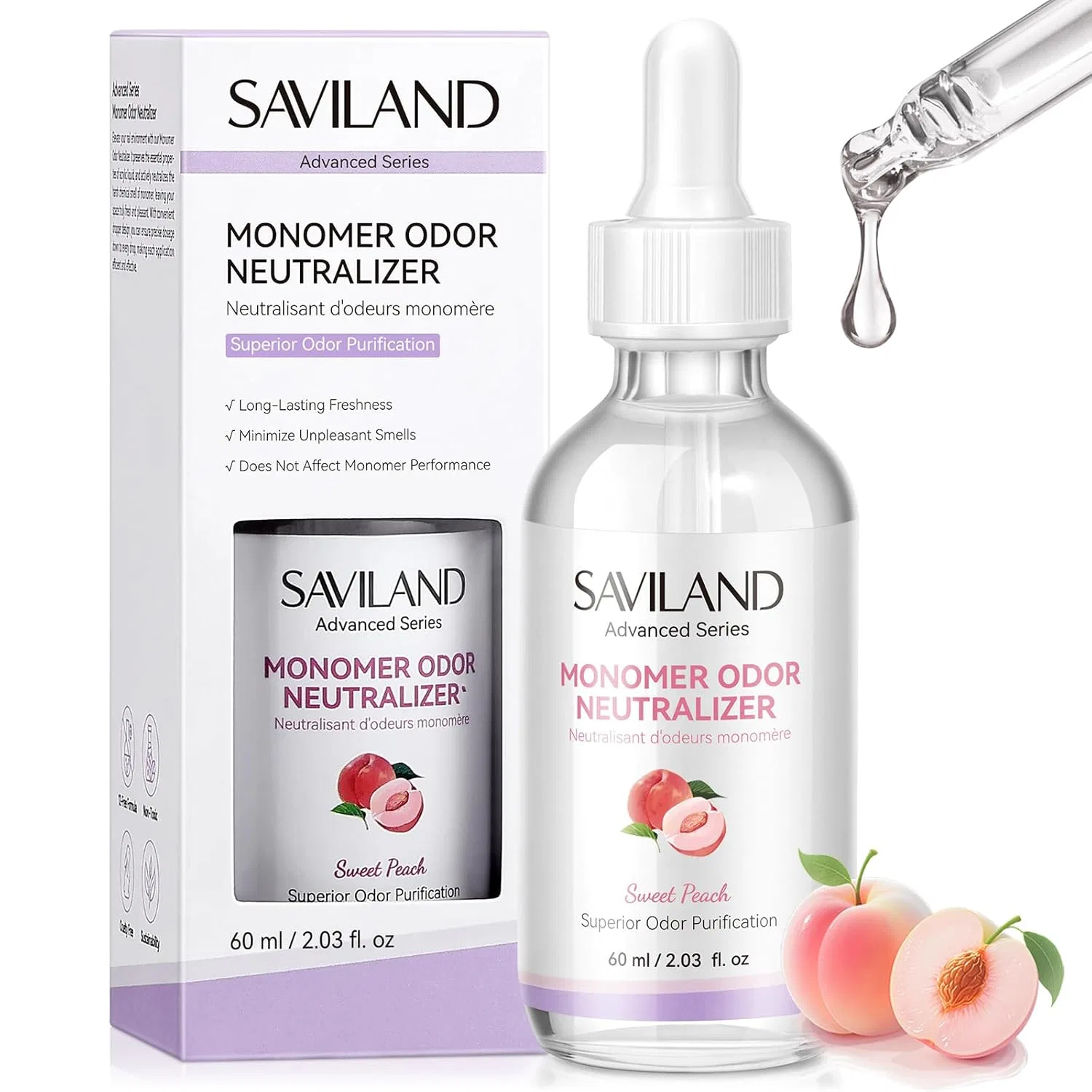 Нейтрализатор запаха мономера для акриловых ногтей SAVILAND с ароматом персика Saviland