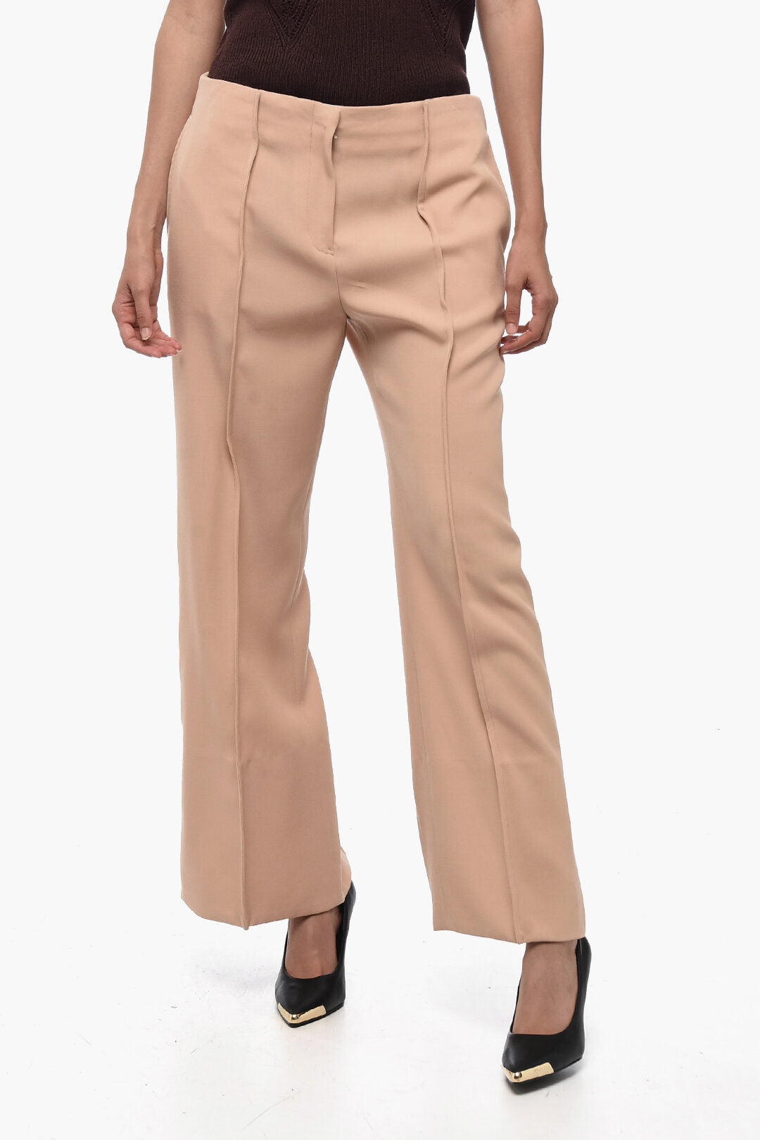 

Широкие шерстяные брюки Jil Sander, бежевый