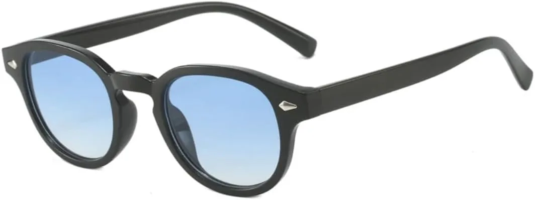 

Винтажные круглые солнцезащитные очки для женщин и мужчин, роскошные, в стиле ретро, ​​с заклепками, линзы, защита от УФ-излучения UV400 VFDHN, Black Gradient Blue